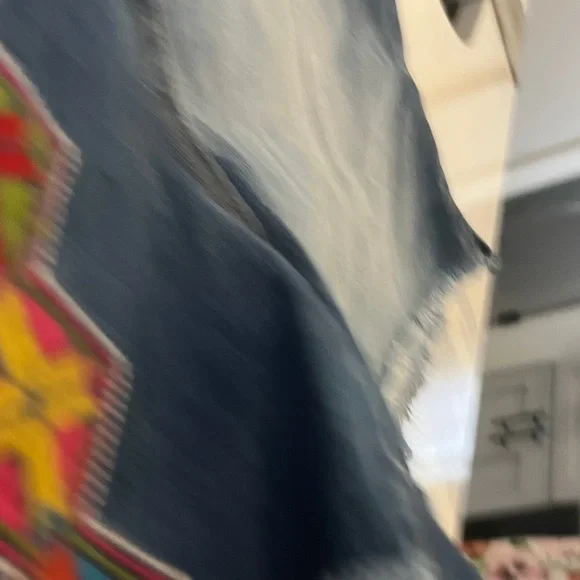 Embroidered Blue Jean Shorts - Picture 4 of 5